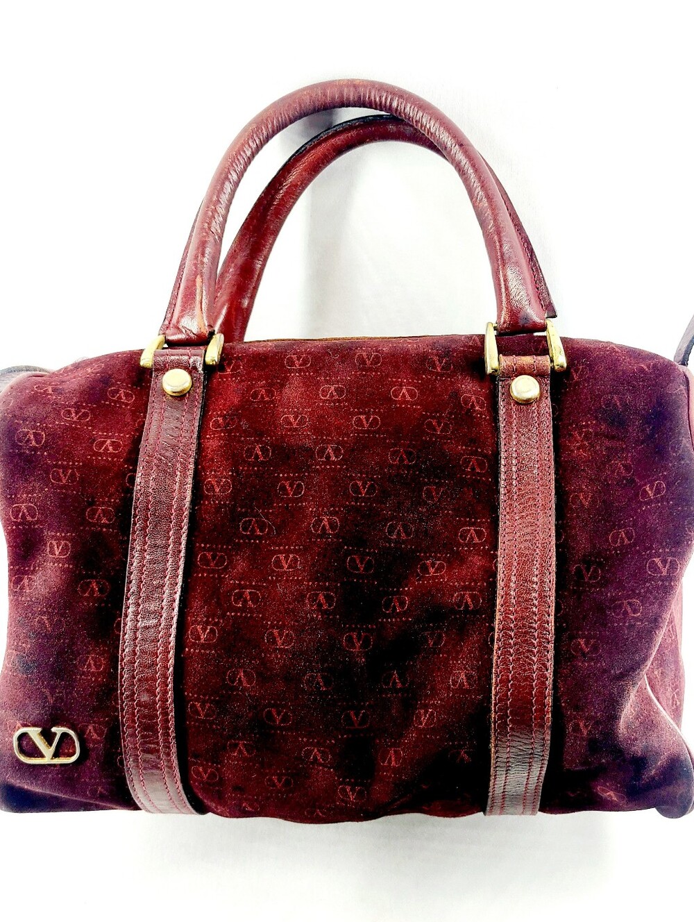 Valentino Leather Suede Satchel Bag